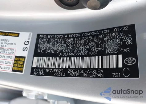 2022 Toyota Corolla Le from USA, damaged, VIN JTDEPMAE6N3011061